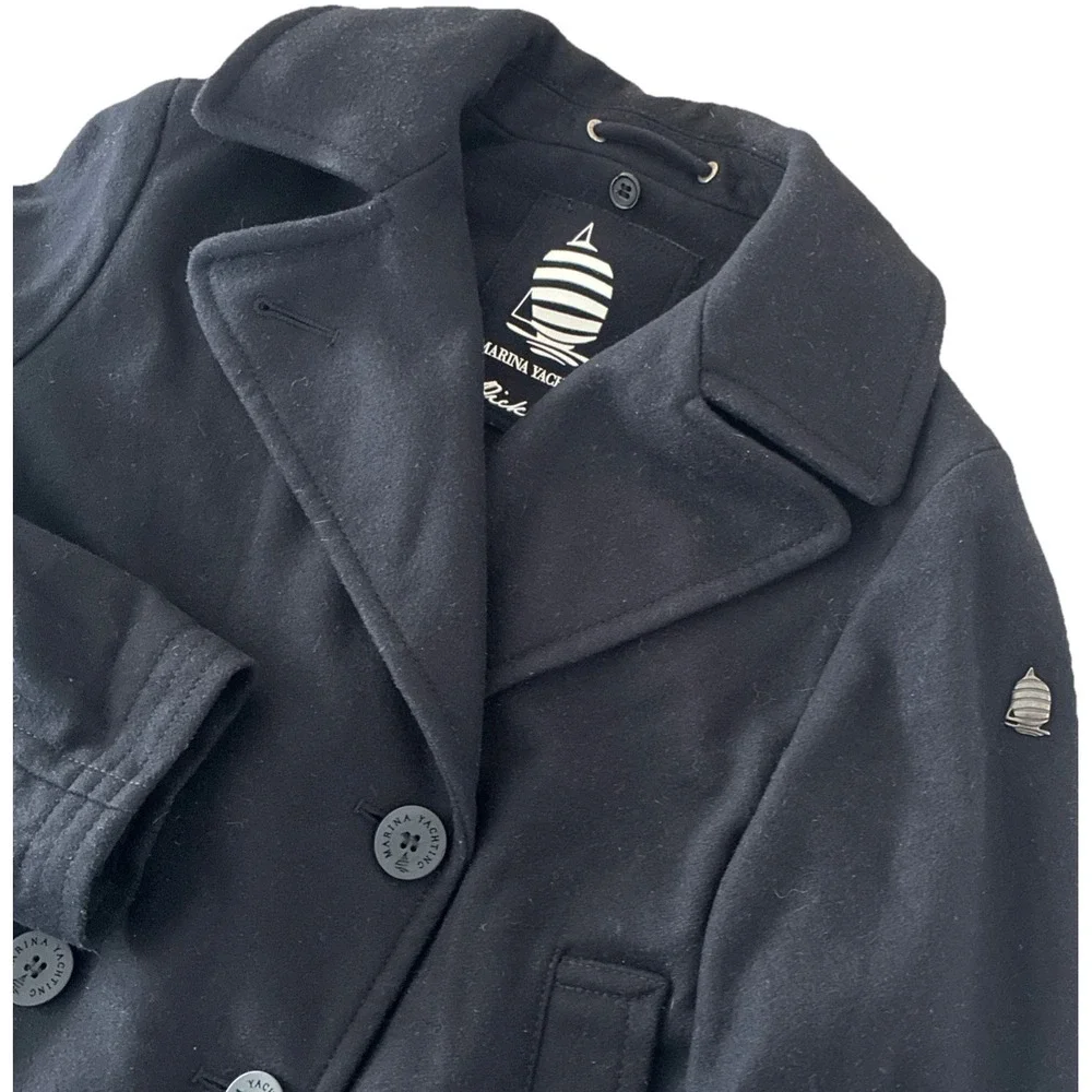 Marina Yachting Pea Coat Women's 6 42 Black Wool Blend Pickot Nautical Coast Y2K